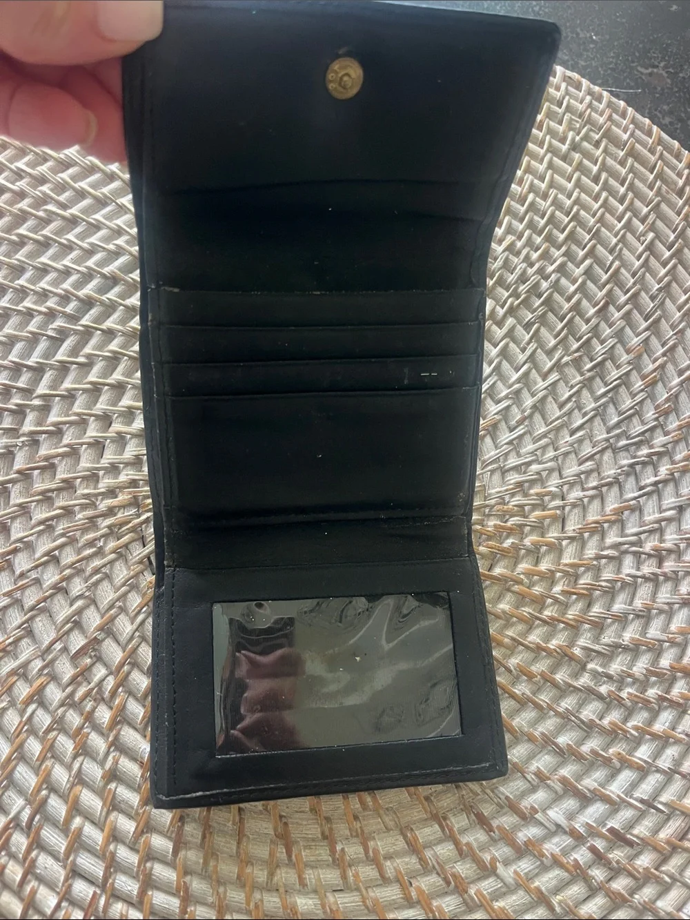 Vintage Princess Gardner black cowhide, leather wallet with change pouch